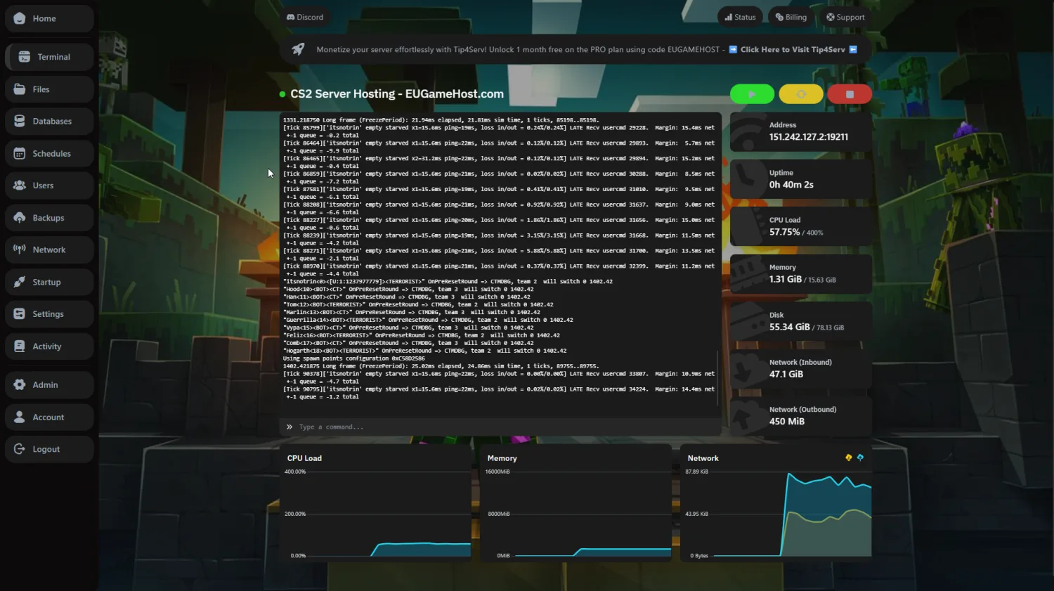 Soulmask server console interface