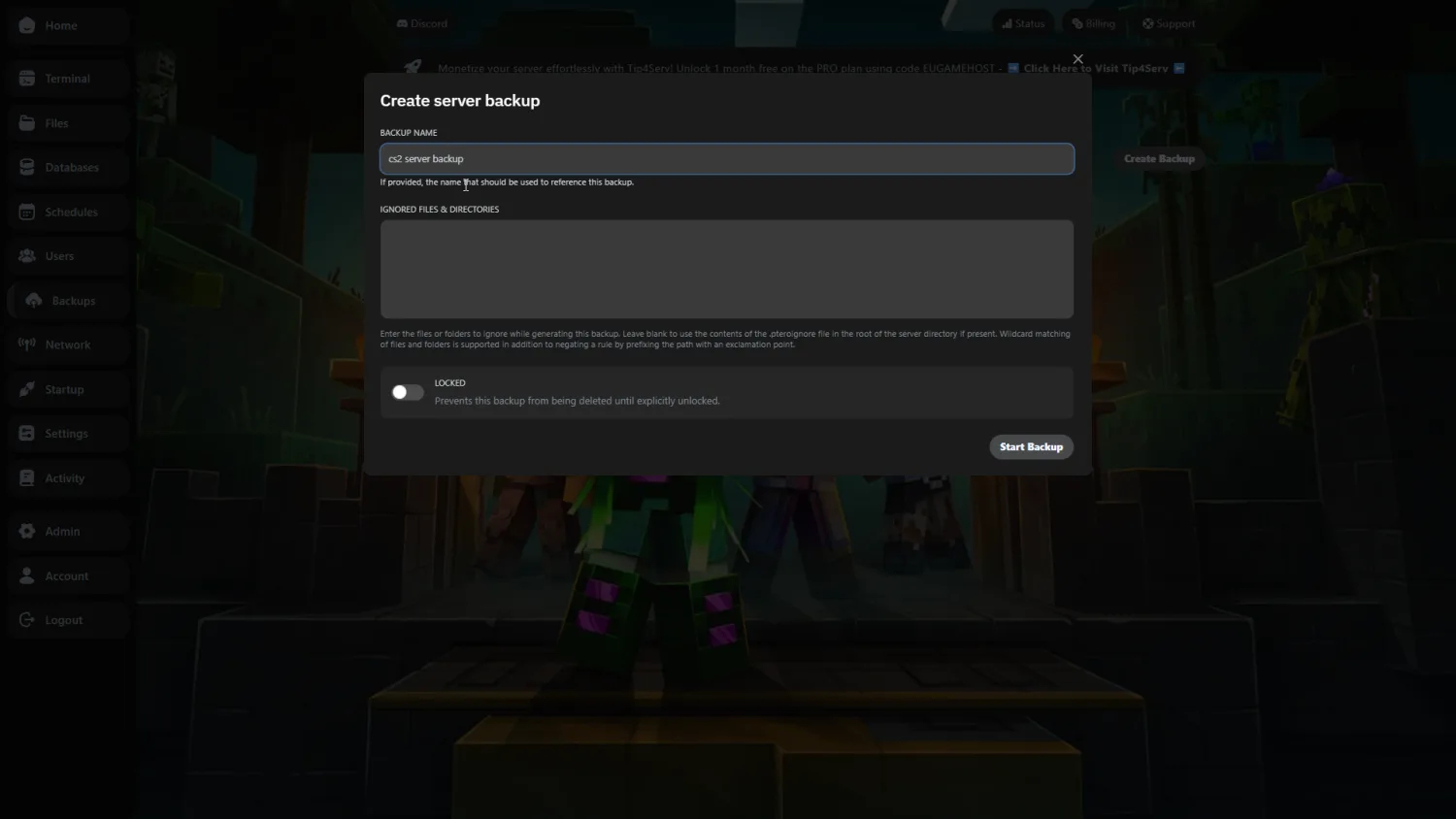 Soulmask server backups interface