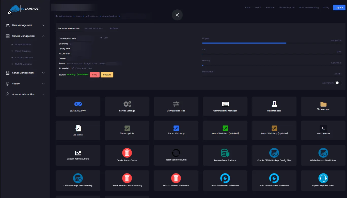 ARK-Server-Konsolen-Interface