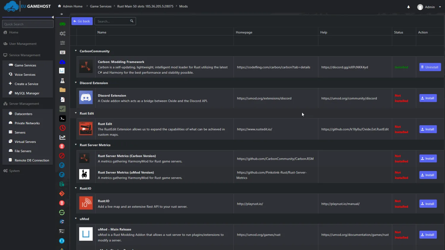 FiveM framework installer interface