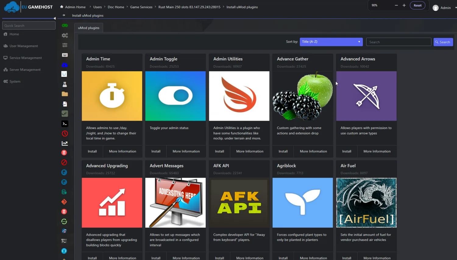 FiveM resource management interface