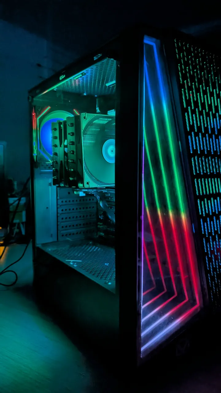 The same build glowing teal