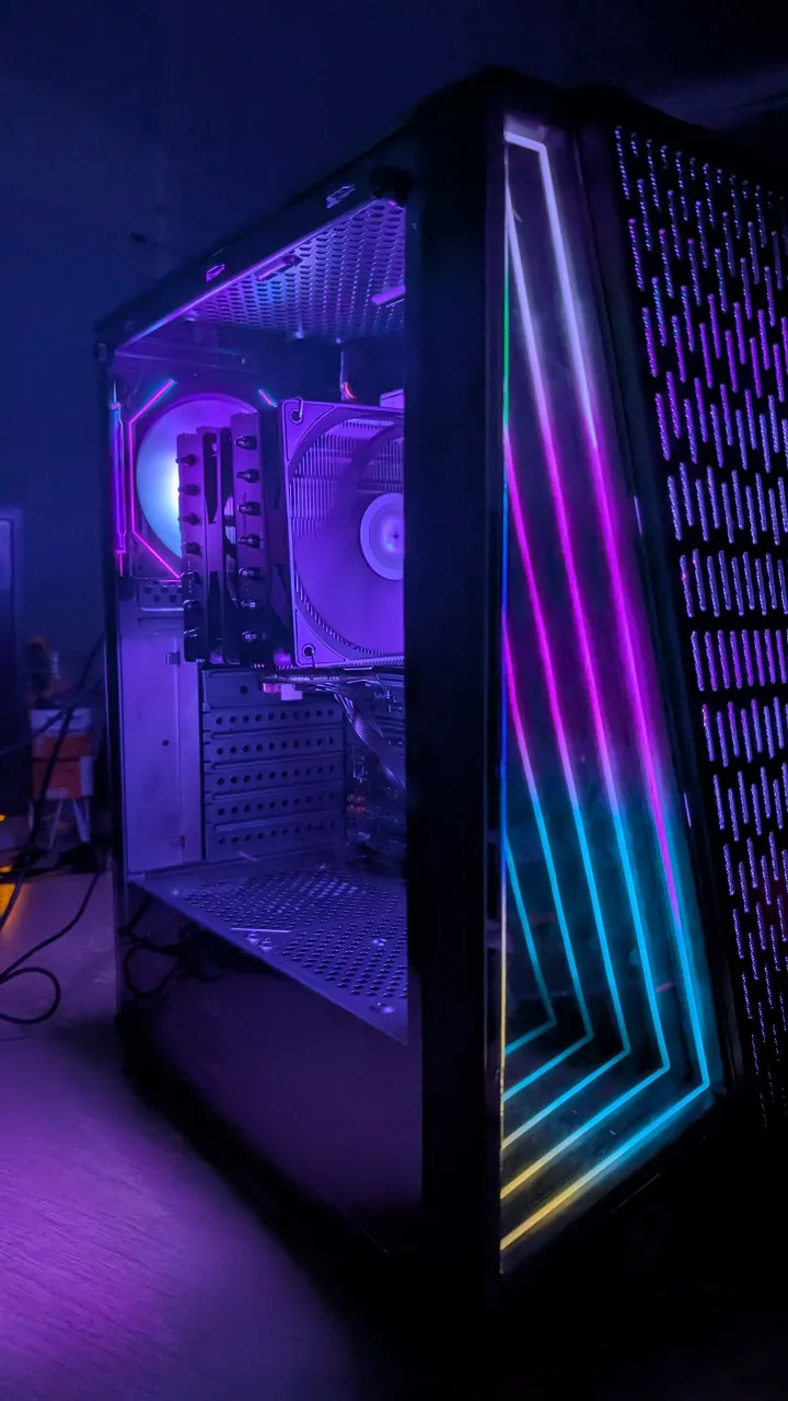 A finished build in an infinity-mirror case