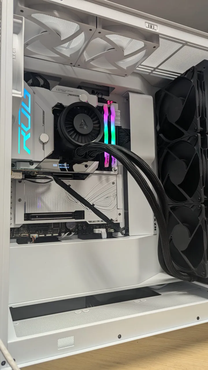 A water-cooled ROG build with a 360mm radiator