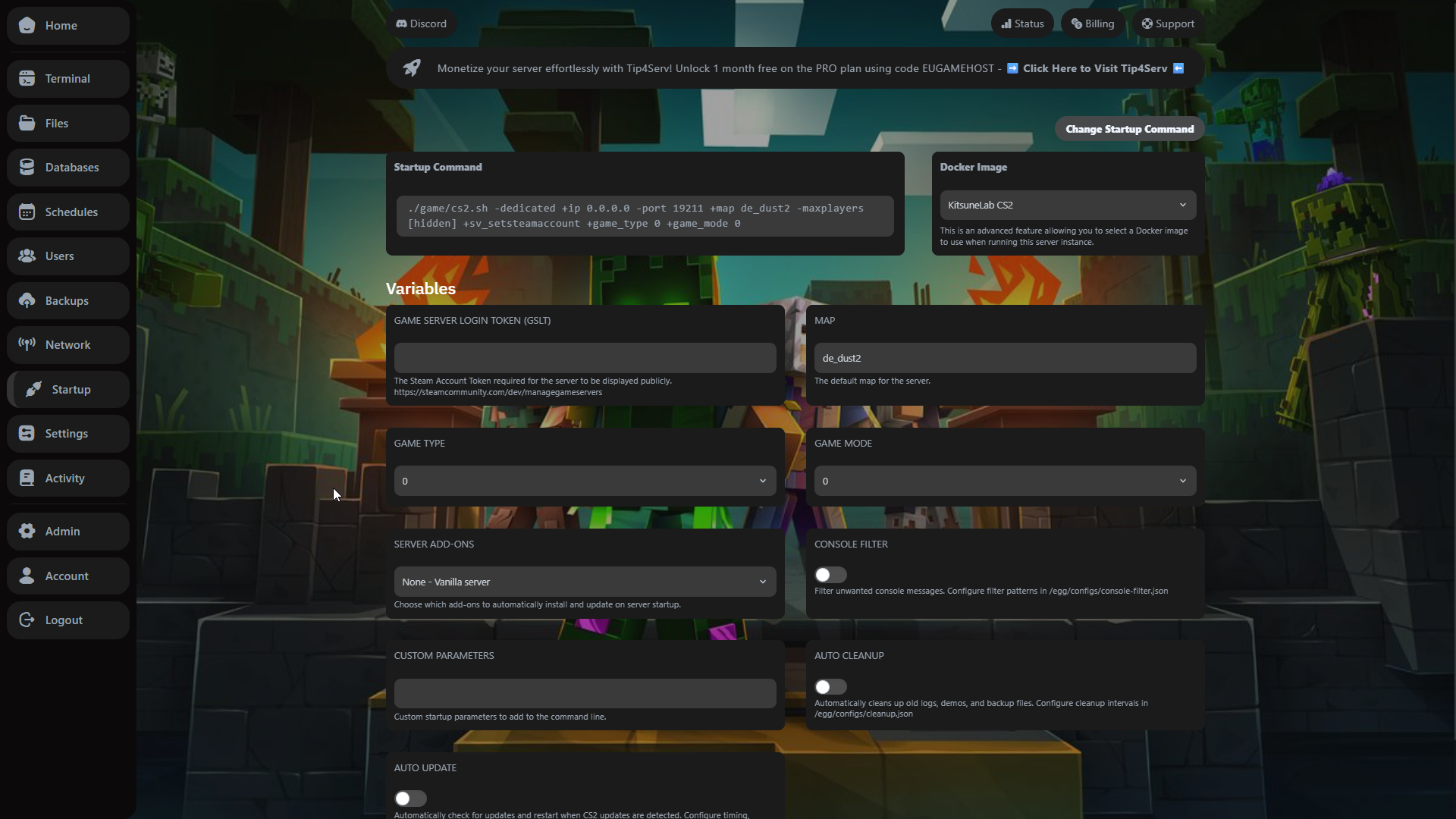 The Front player management interface